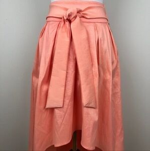 Vintage Rainbow Brand Hi-Low Coral Skirt Women's Large L Bow Belt Tie Front EUC